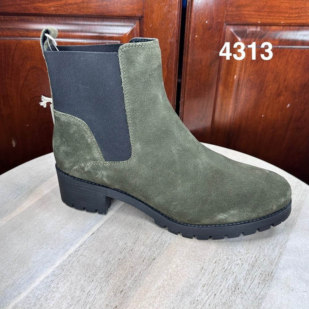 Joie Womens Olive Green Suede Chelsea Boots Lug Sole Ankle Booties Size 10 NEW